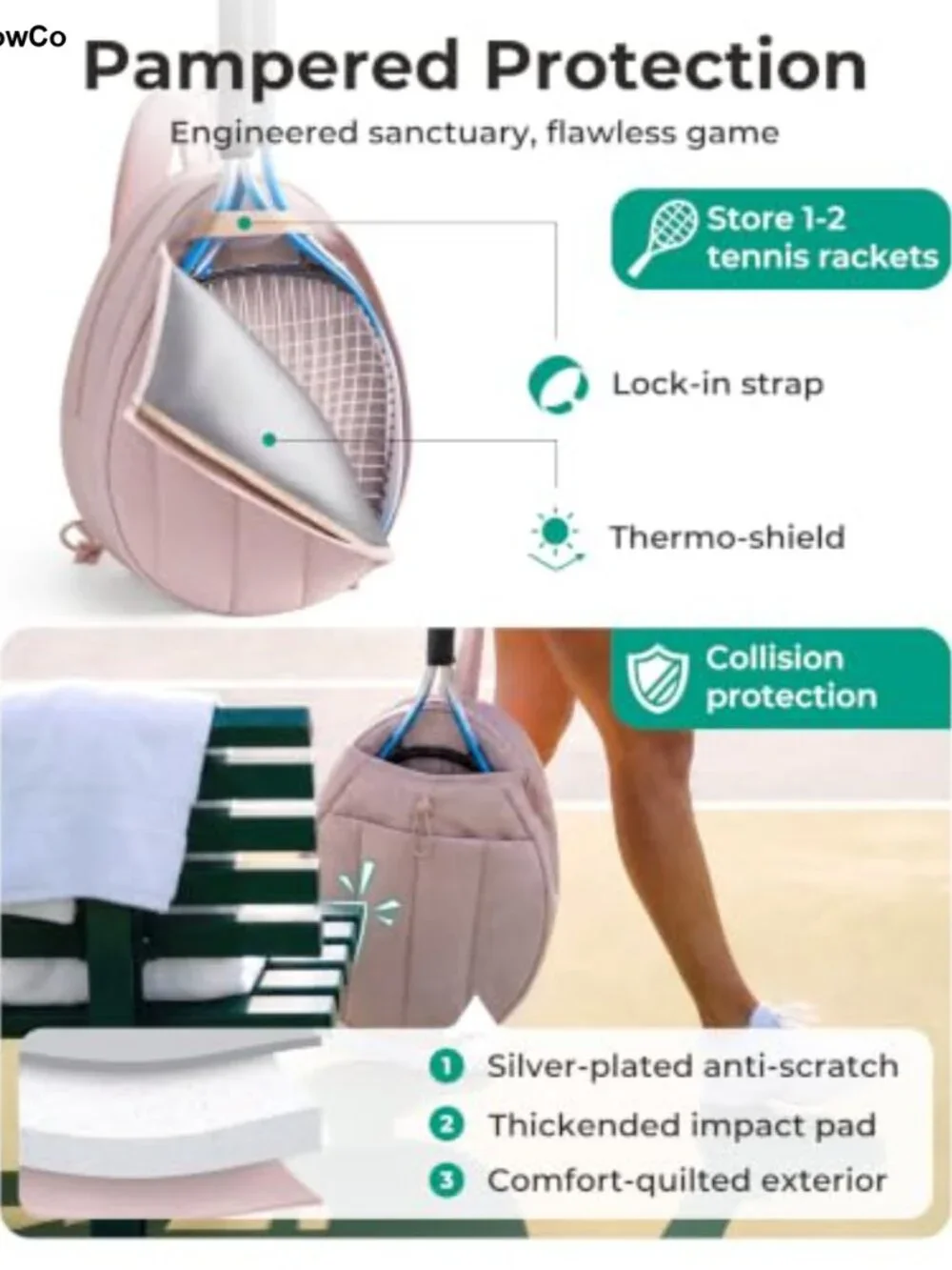2-Piece Tennis Pickleball Backpack Set with Detachable Water Bottle Holder for